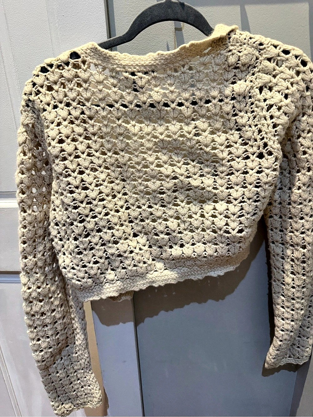 Club Monaco Crochet Knit Crew Neck Cream Size Large